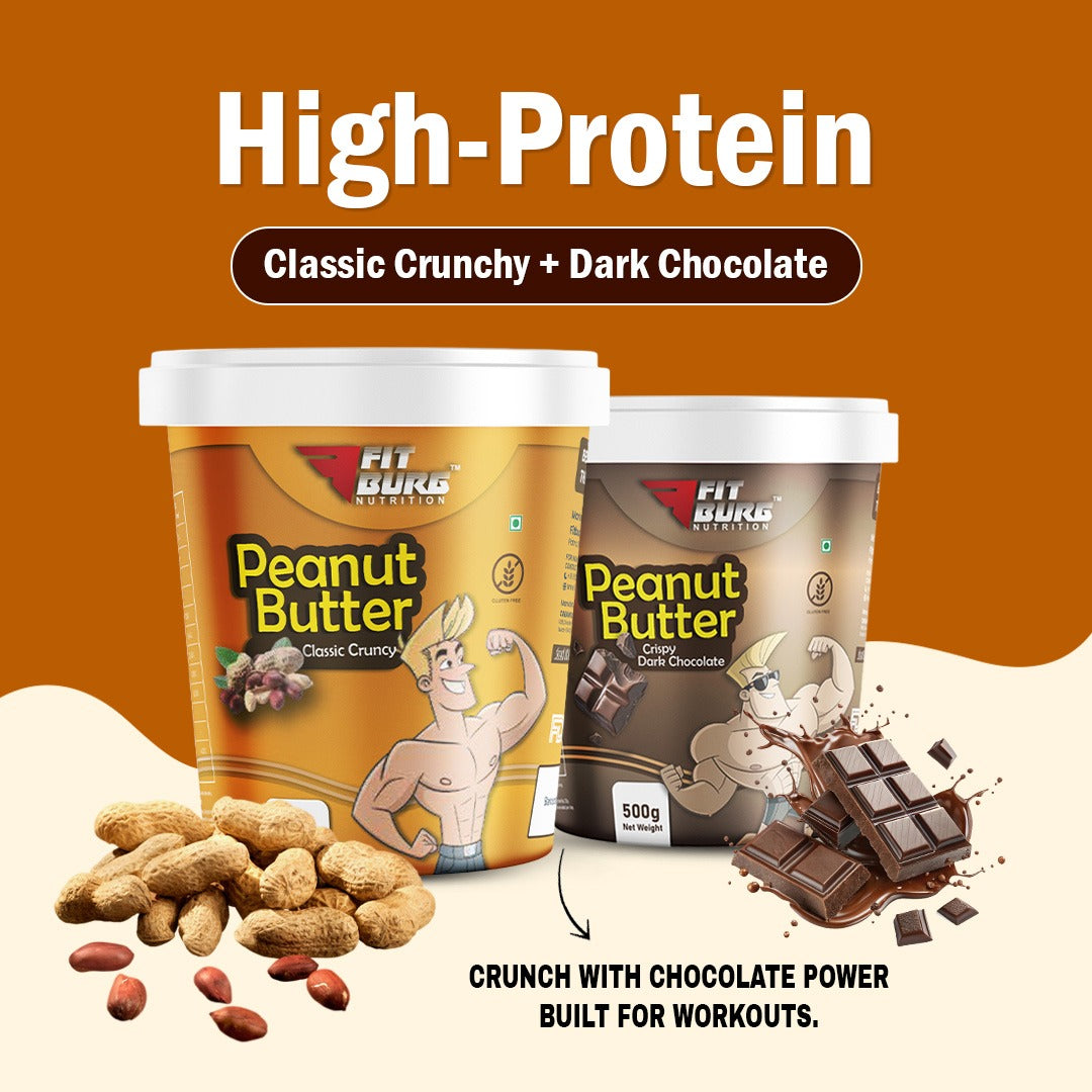 Fitburg Peanut Butter Combo – Dark Chocolate & Classic Crunchy (2 x 500g)