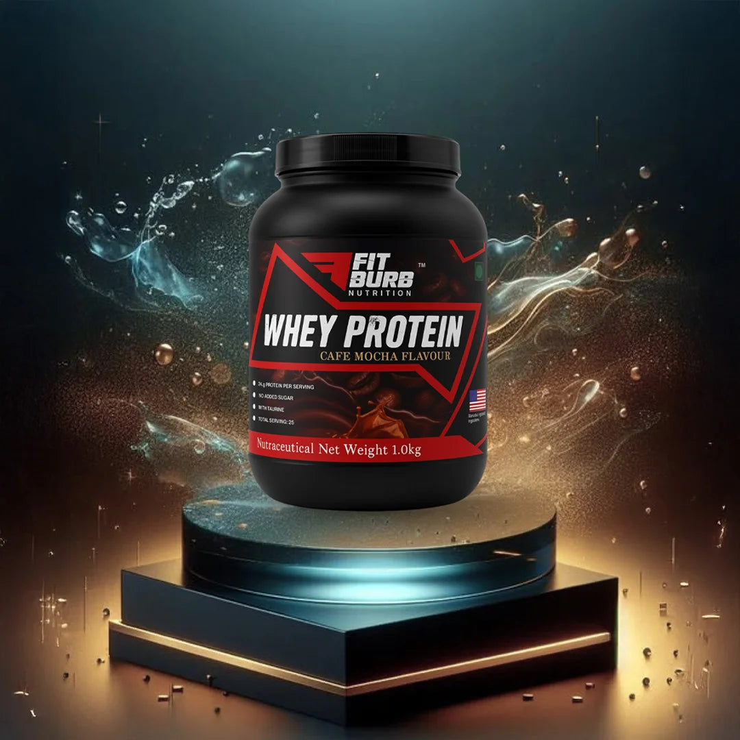 Fitburg Whey Protein | 1 kg | Cafe Mocha Flavour | High-Quality Protein Powder